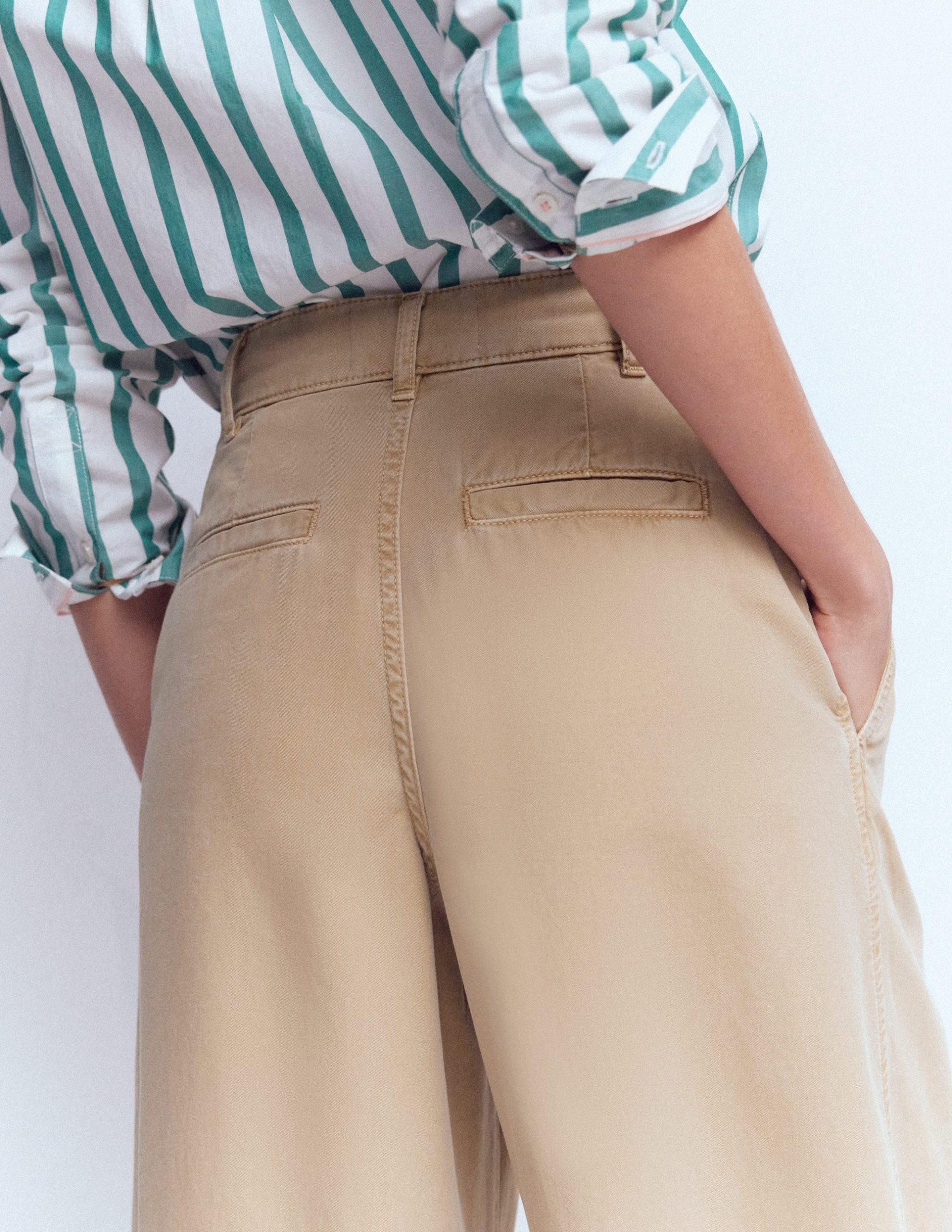 Pleat Barrel Leg Pants-Stone - Image 2