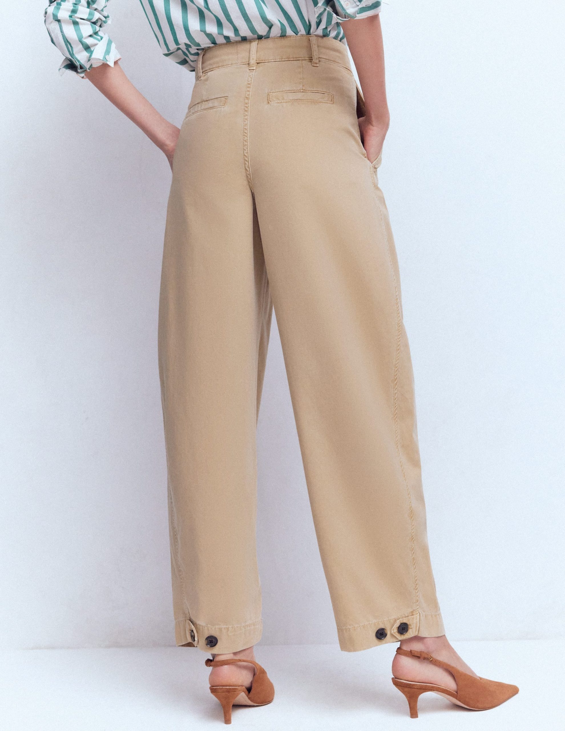 Pleat Barrel Leg Pants-Stone - Image 3