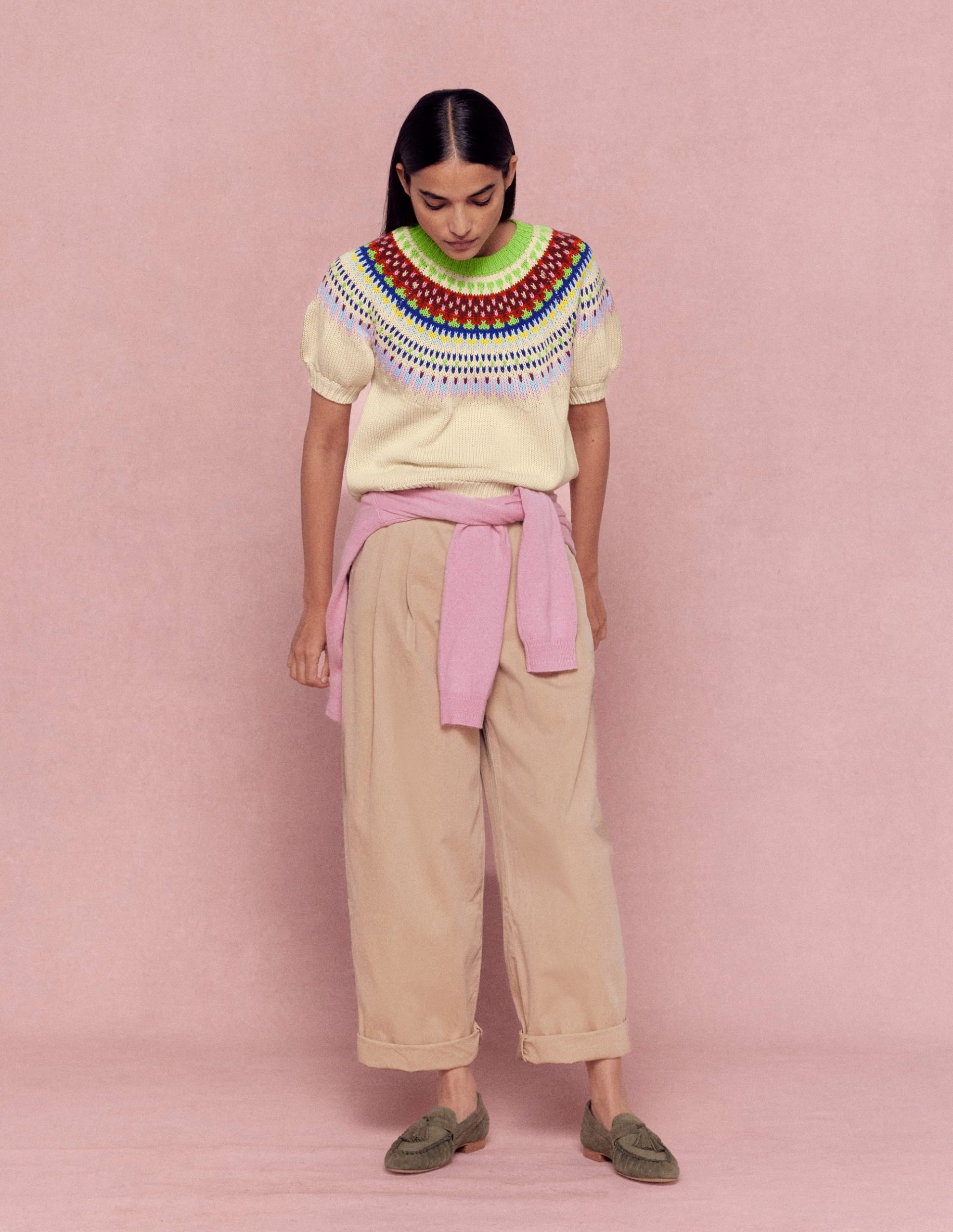 Pleat Barrel Leg Pants-Stone - Image 6