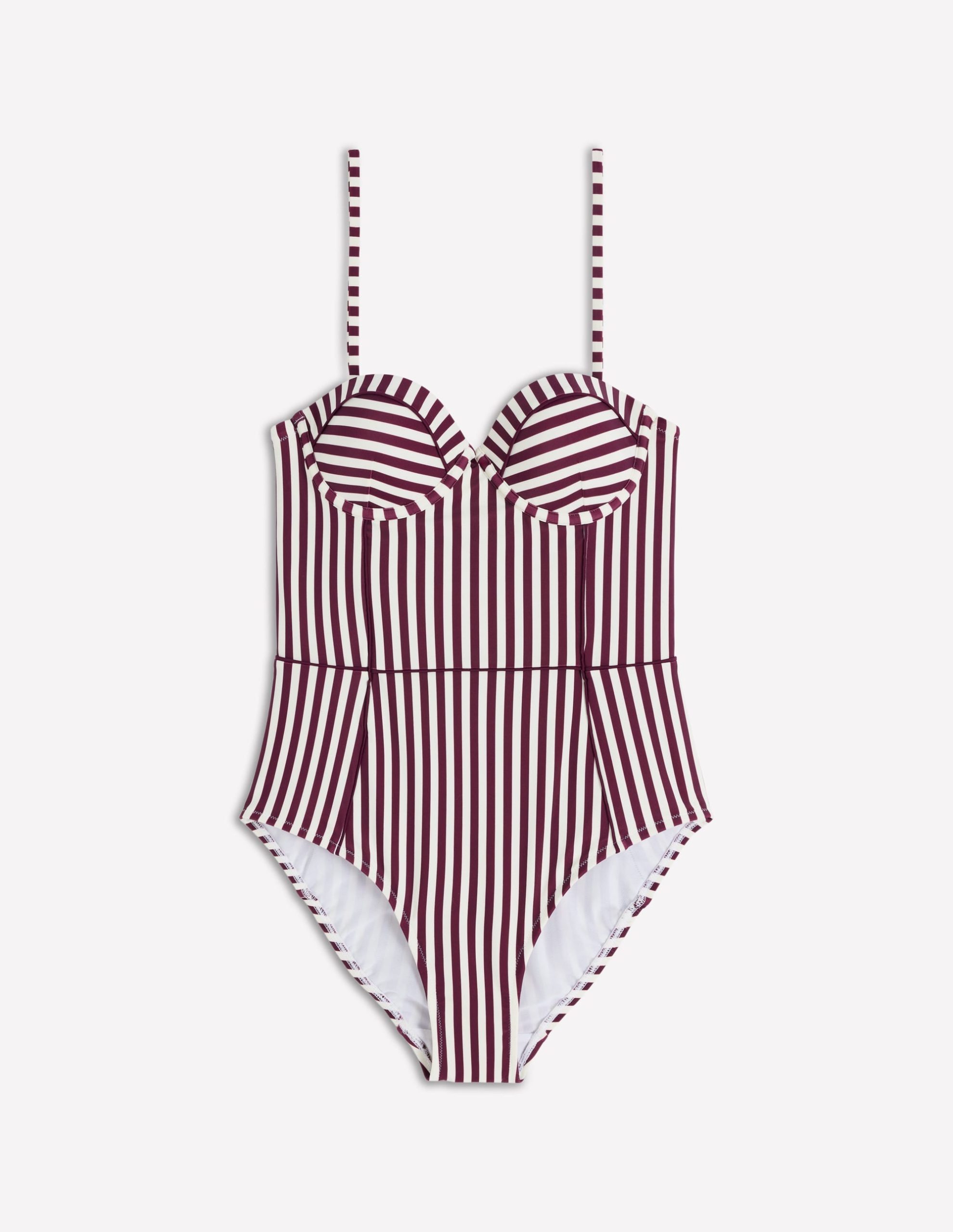 Rhodes Cup-Size Swimsuit-Chocberry. Ivory Stripe - Image 6