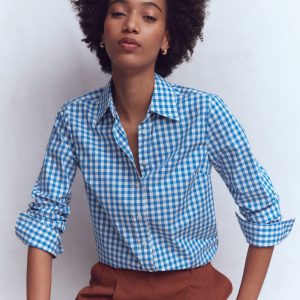 Sienna Cotton Shirt-Kingfisher Blue Gingham