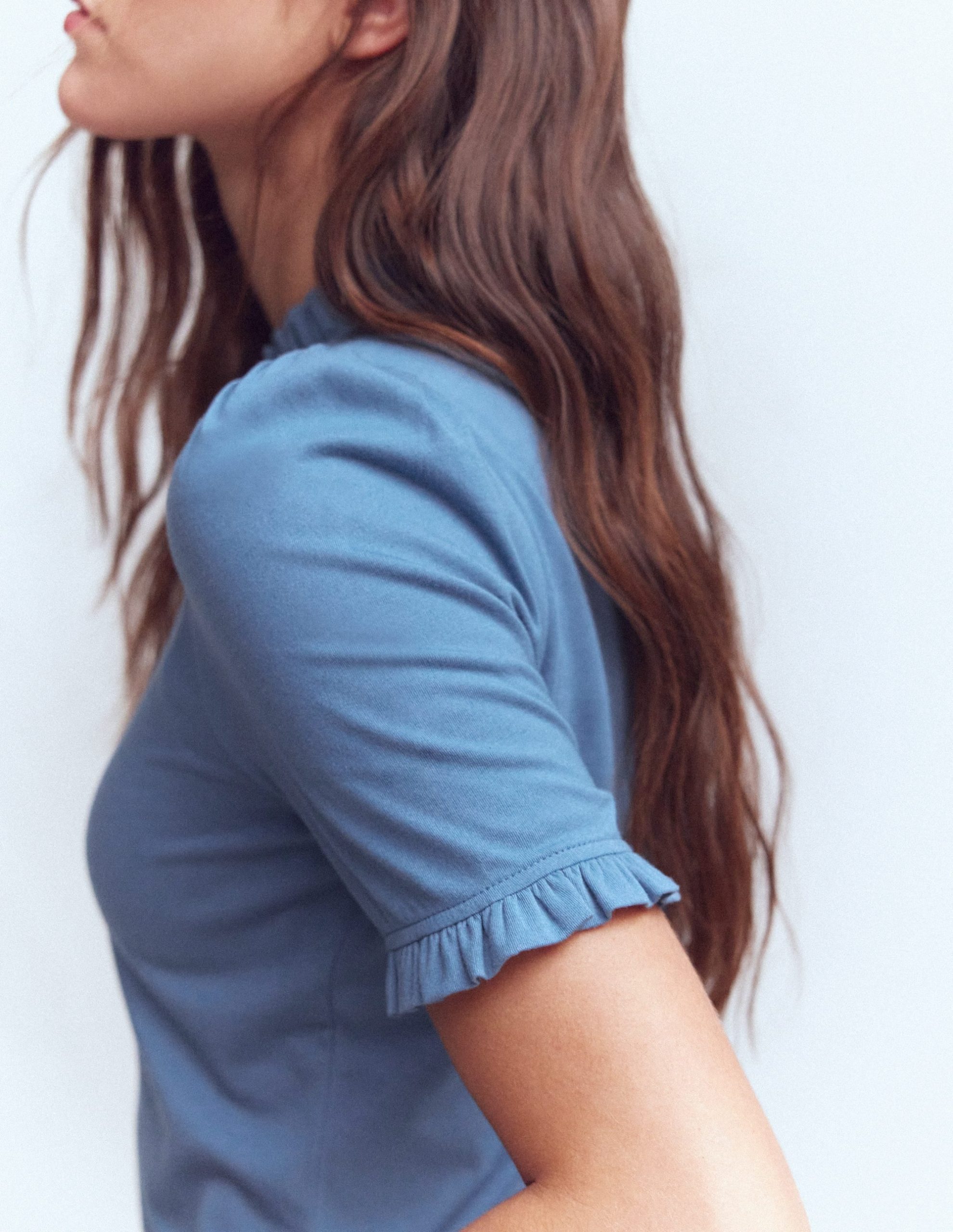 Supersoft Frill Detail T-shirt-Captains Blue - Image 2