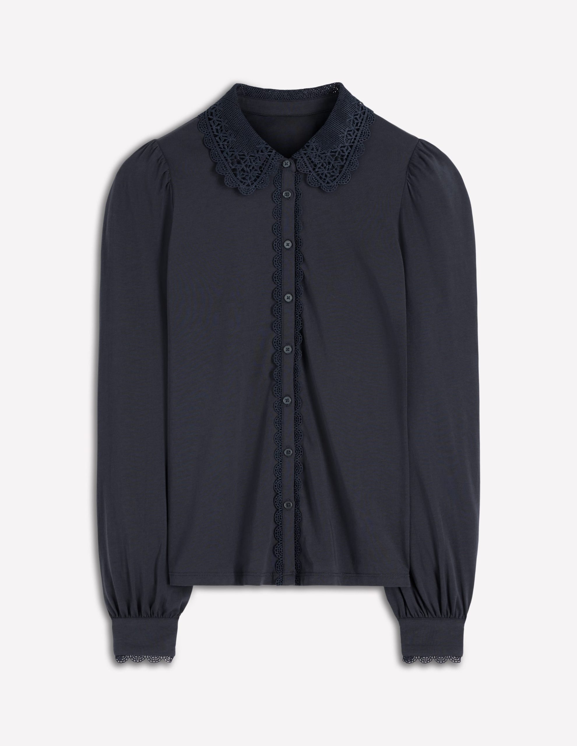 Lace Collar Blouse-Navy - Image 4