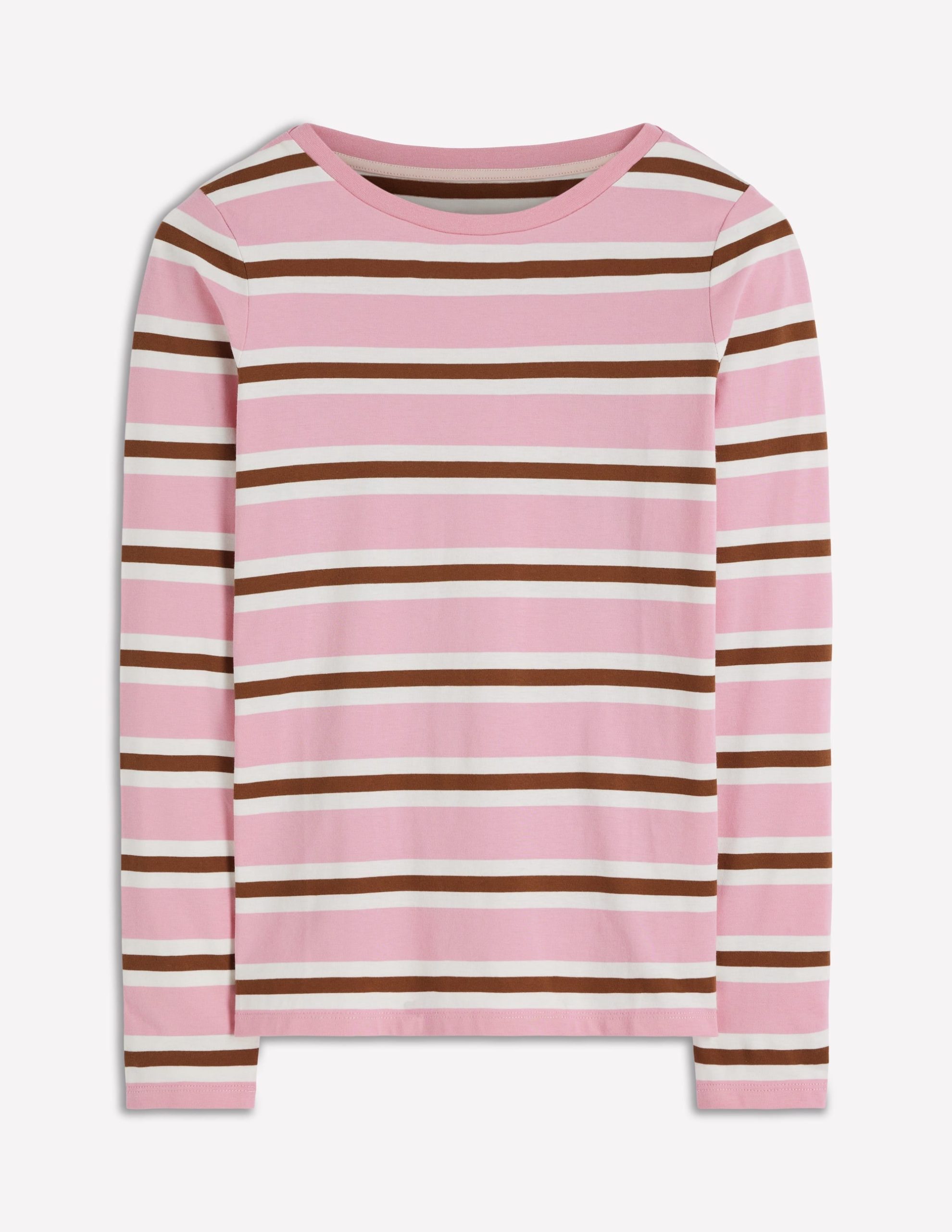 Olivia Long Sleeve Breton-Formica Pink and Russet Stripe - Image 6