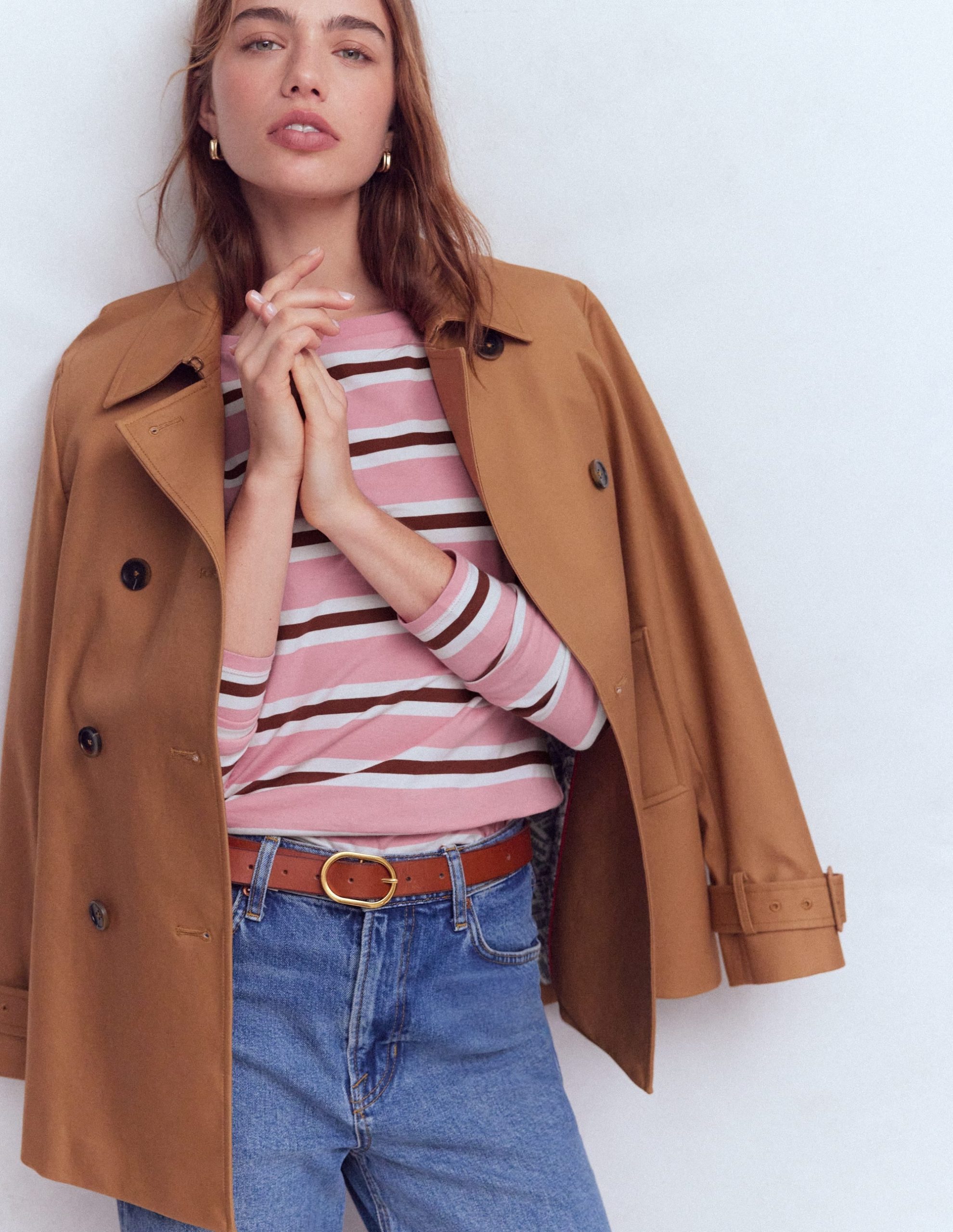 Olivia Long Sleeve Breton-Formica Pink and Russet Stripe - Image 2