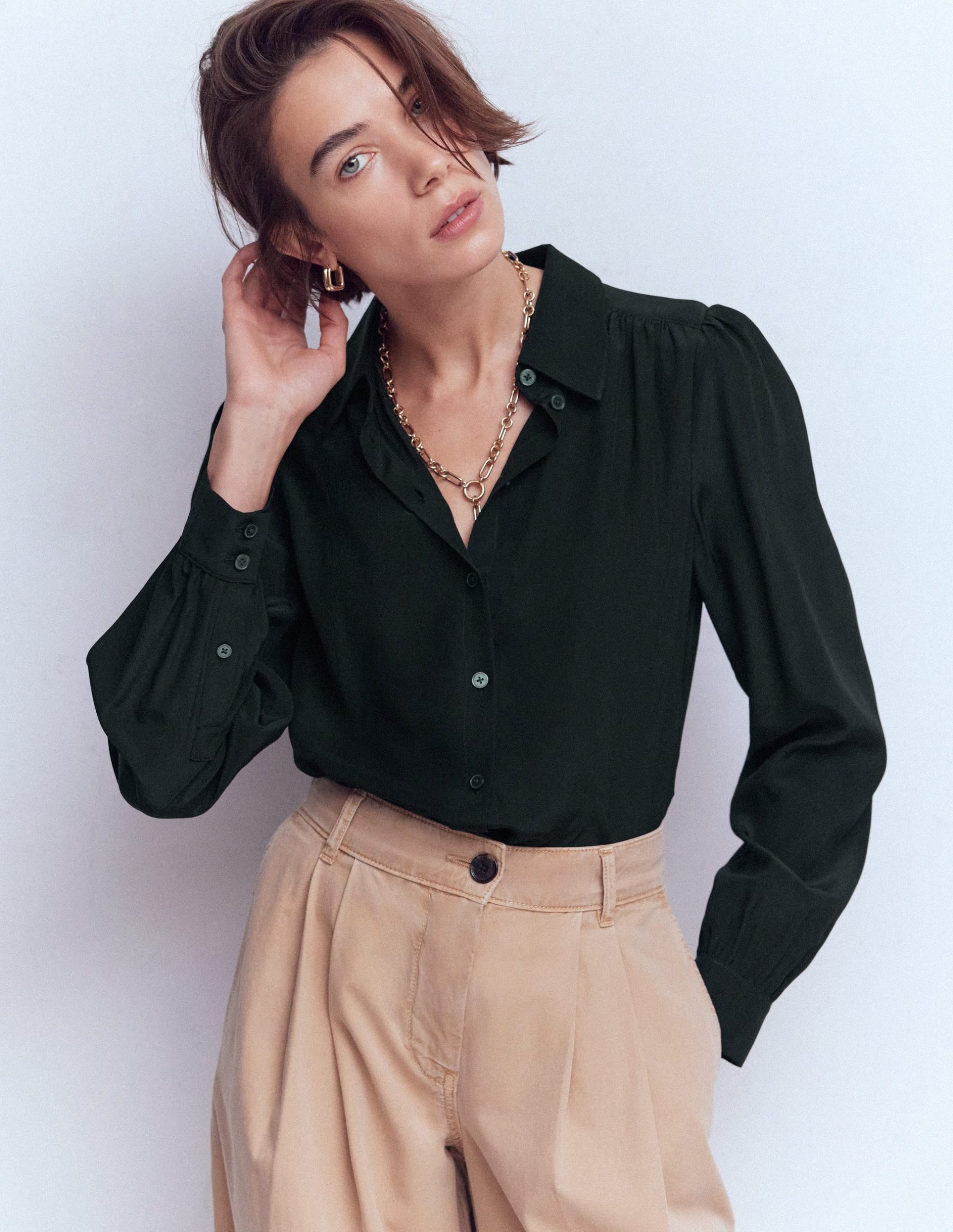 Sara Silk Shirt-Black - Image 4