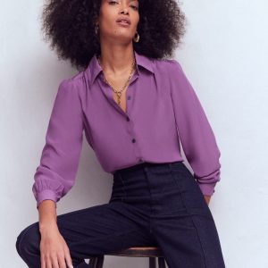 Sara Silk Shirt-Damson