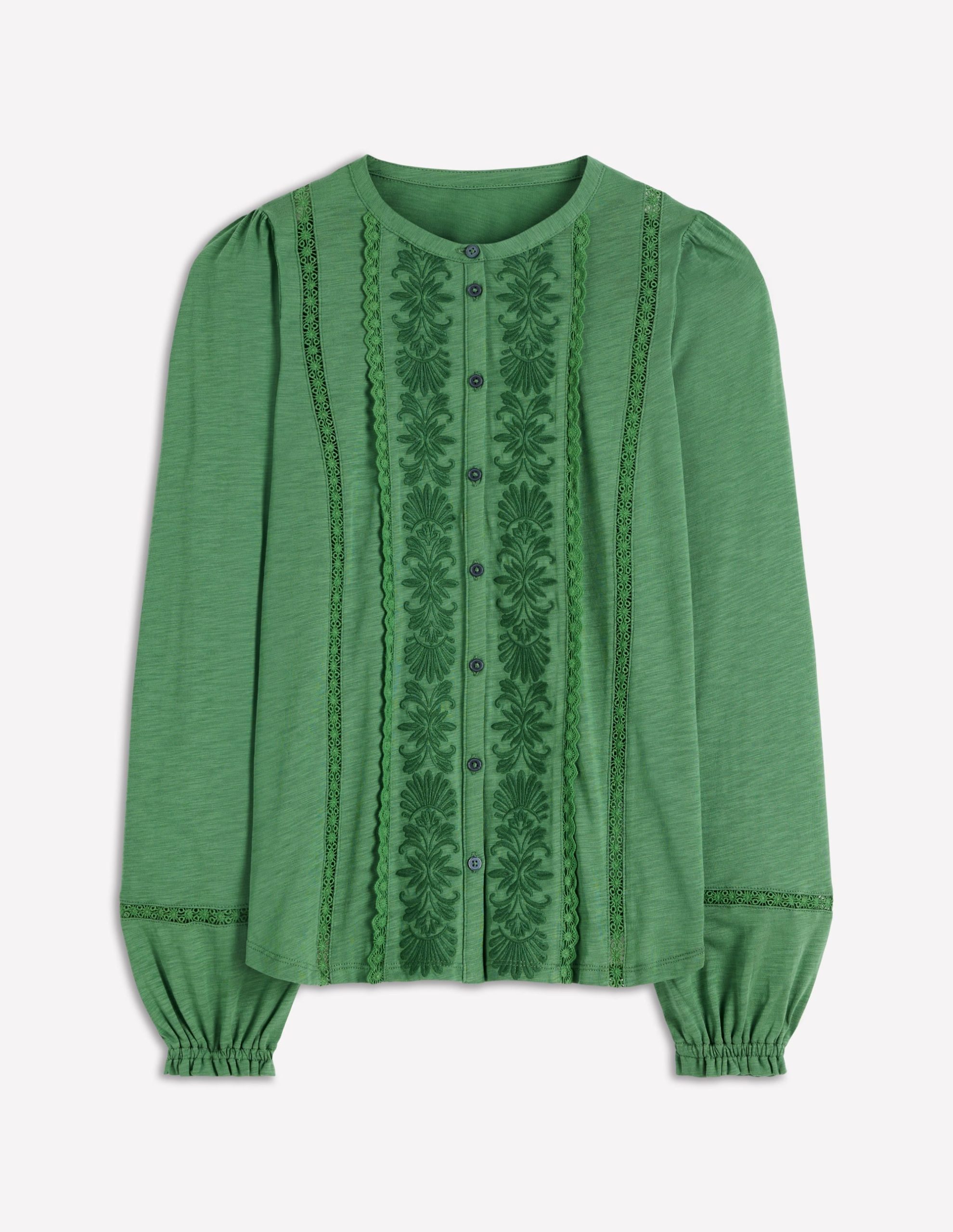Embroidered Jersey Shirt-Willow Green - Image 5