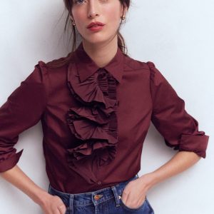 Cara Ruffle Shirt-Deep Wisteria