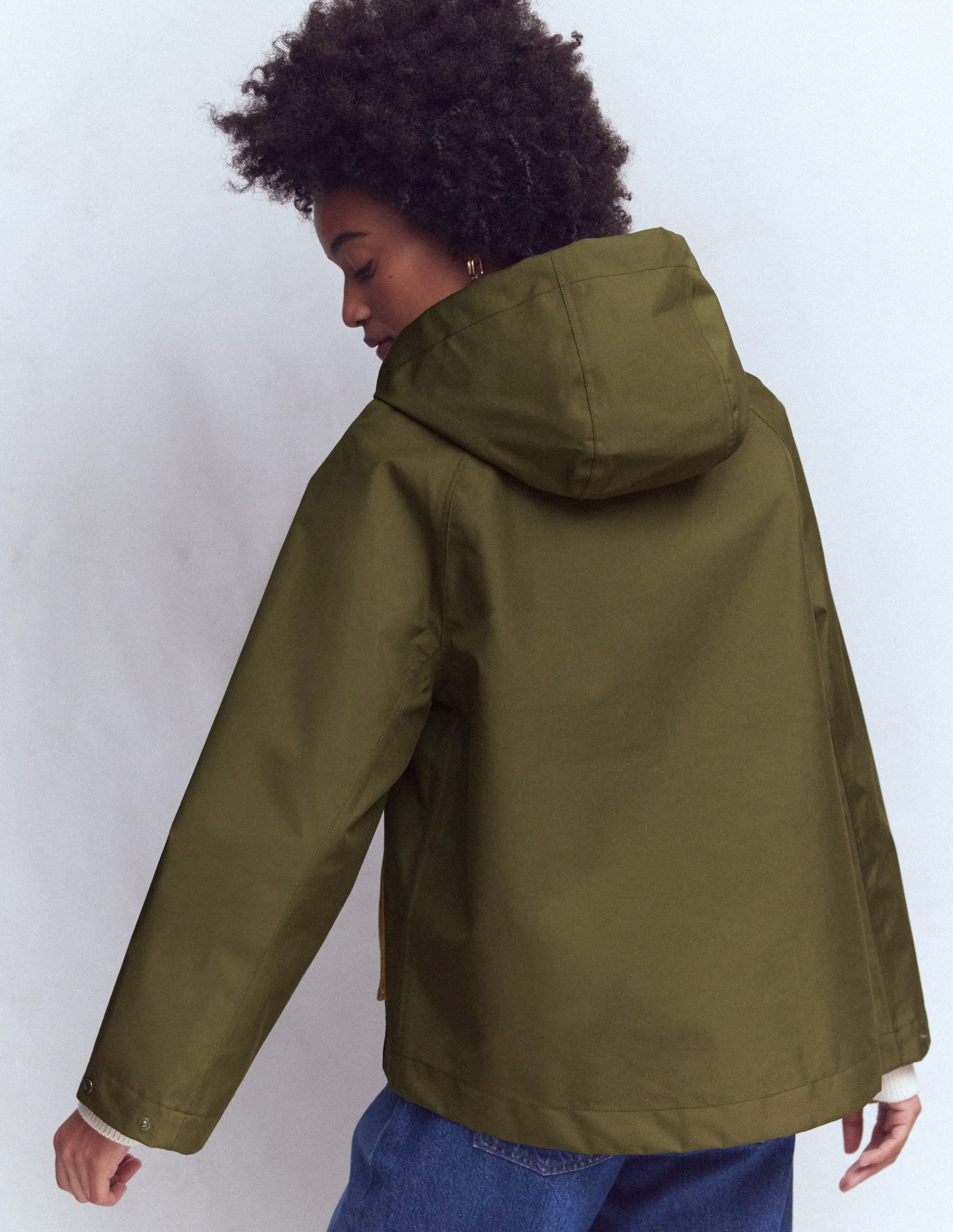 Lightweight Rain Mac-Woodland Green. Colourblock - Image 4