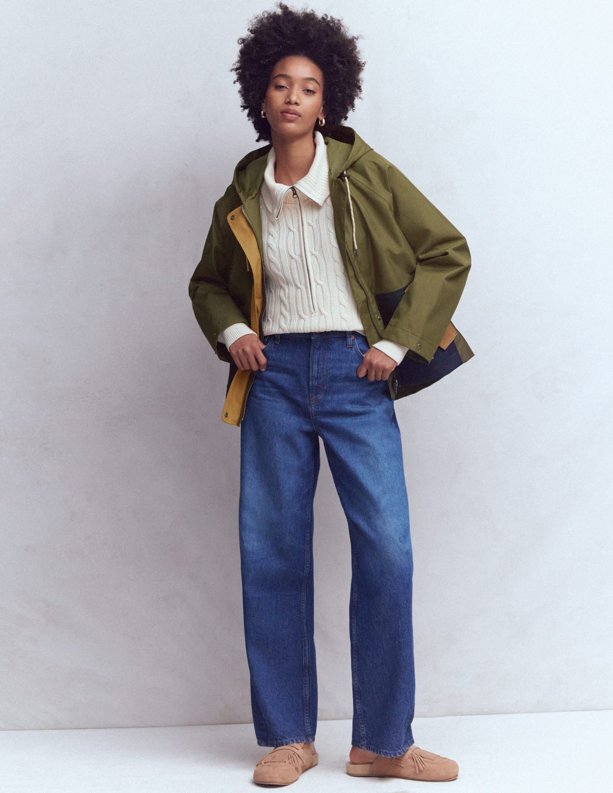 Lightweight Rain Mac-Woodland Green. Colourblock - Image 6