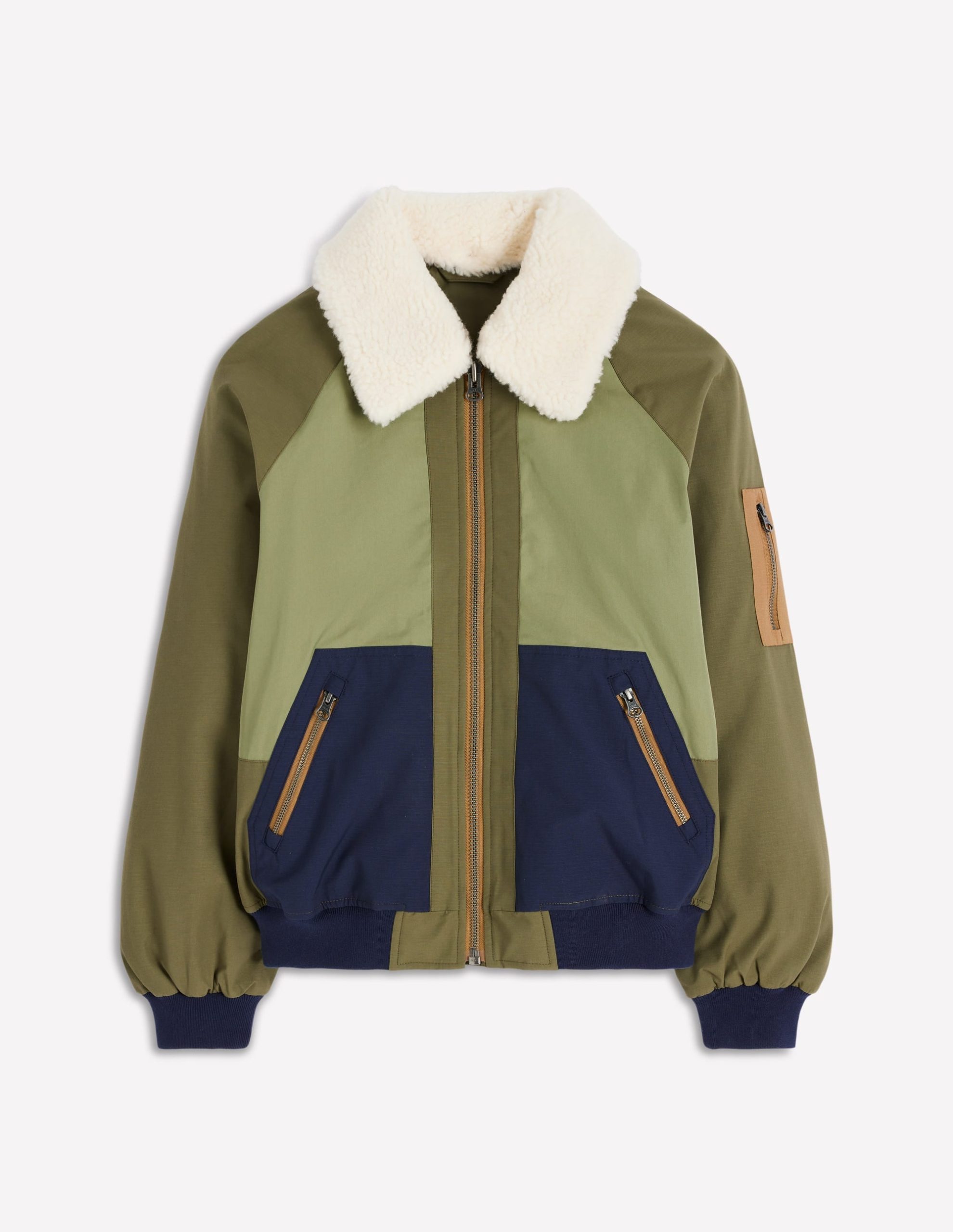 Borg Detail Bomber Jacket-Woodland Green - Image 7