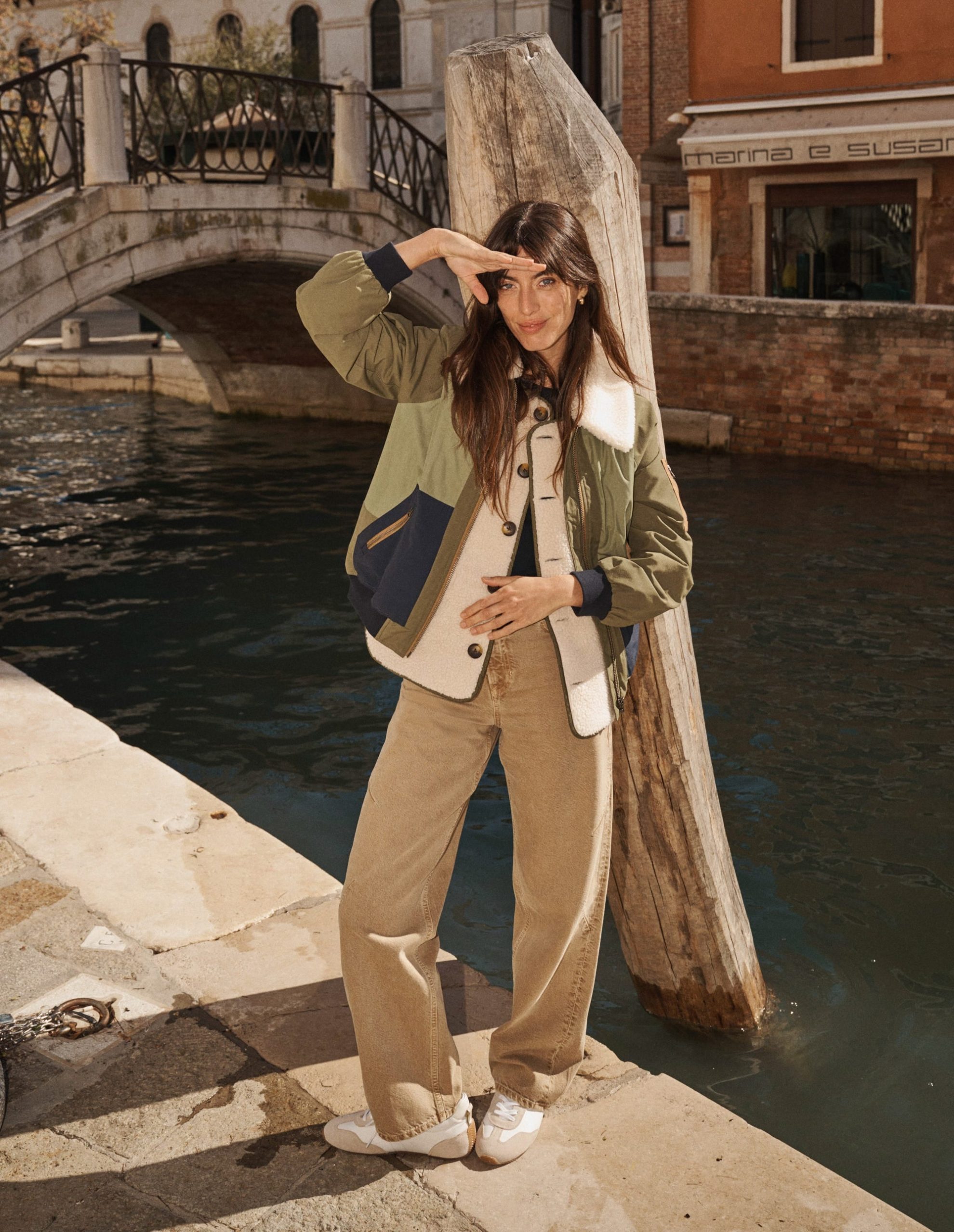 Borg Detail Bomber Jacket-Woodland Green - Image 6