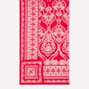 Printed Sarong Scarf-Poppy Red. Ornamental Garden