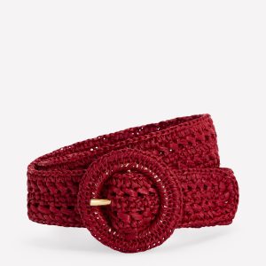 Interest Raffia Belt-Red