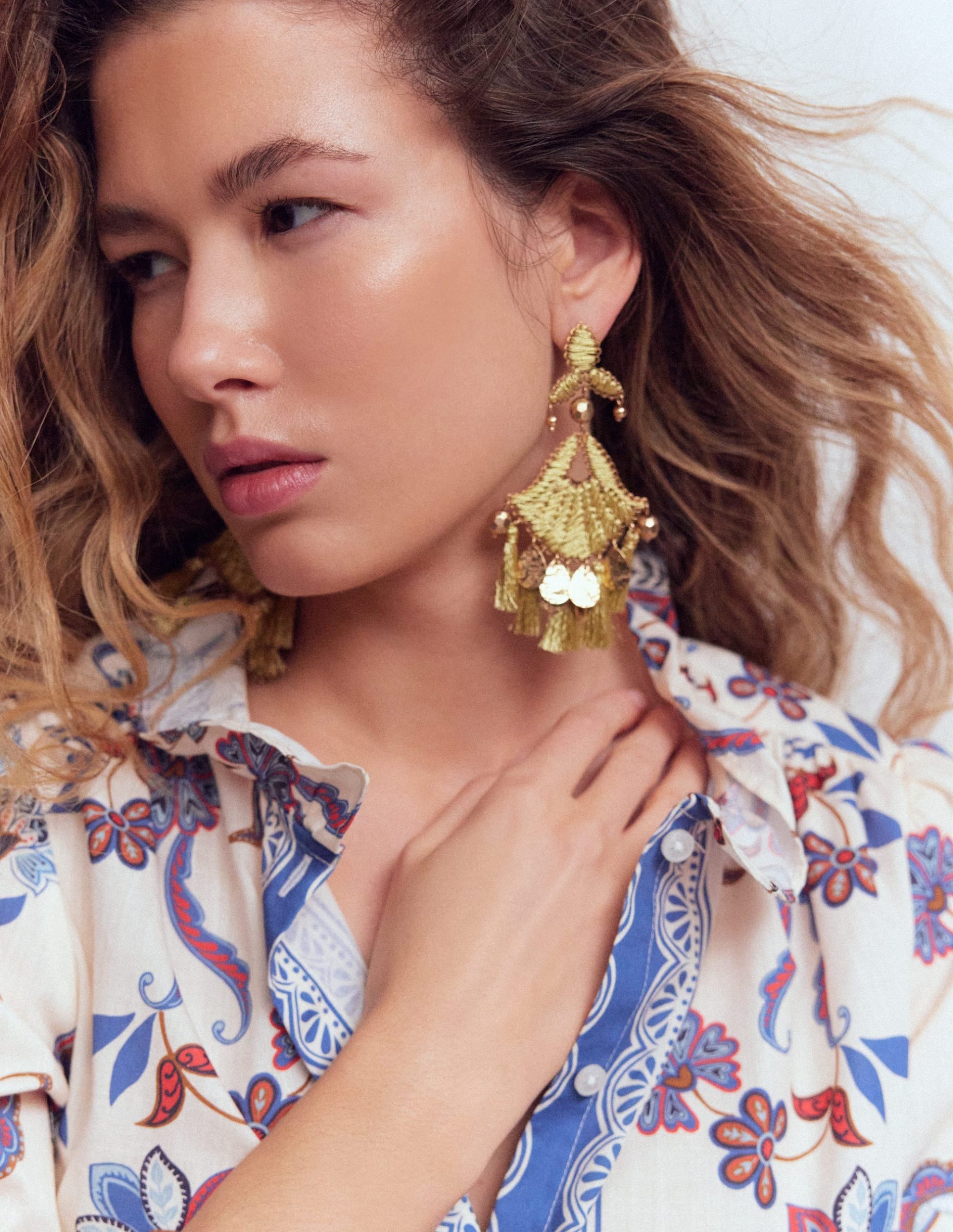 Mega Motif Earrings-Gold Colour - Image 2
