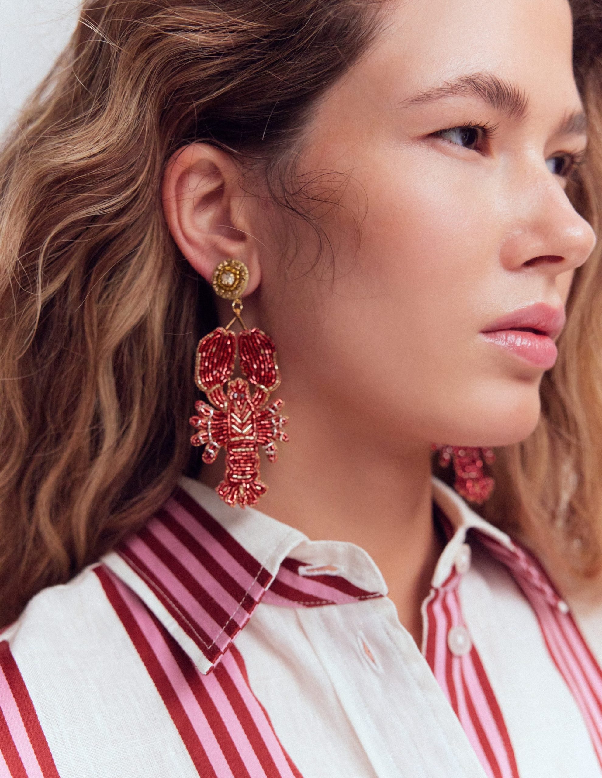 Novelty Beaded Earrings-Lobster - Image 2