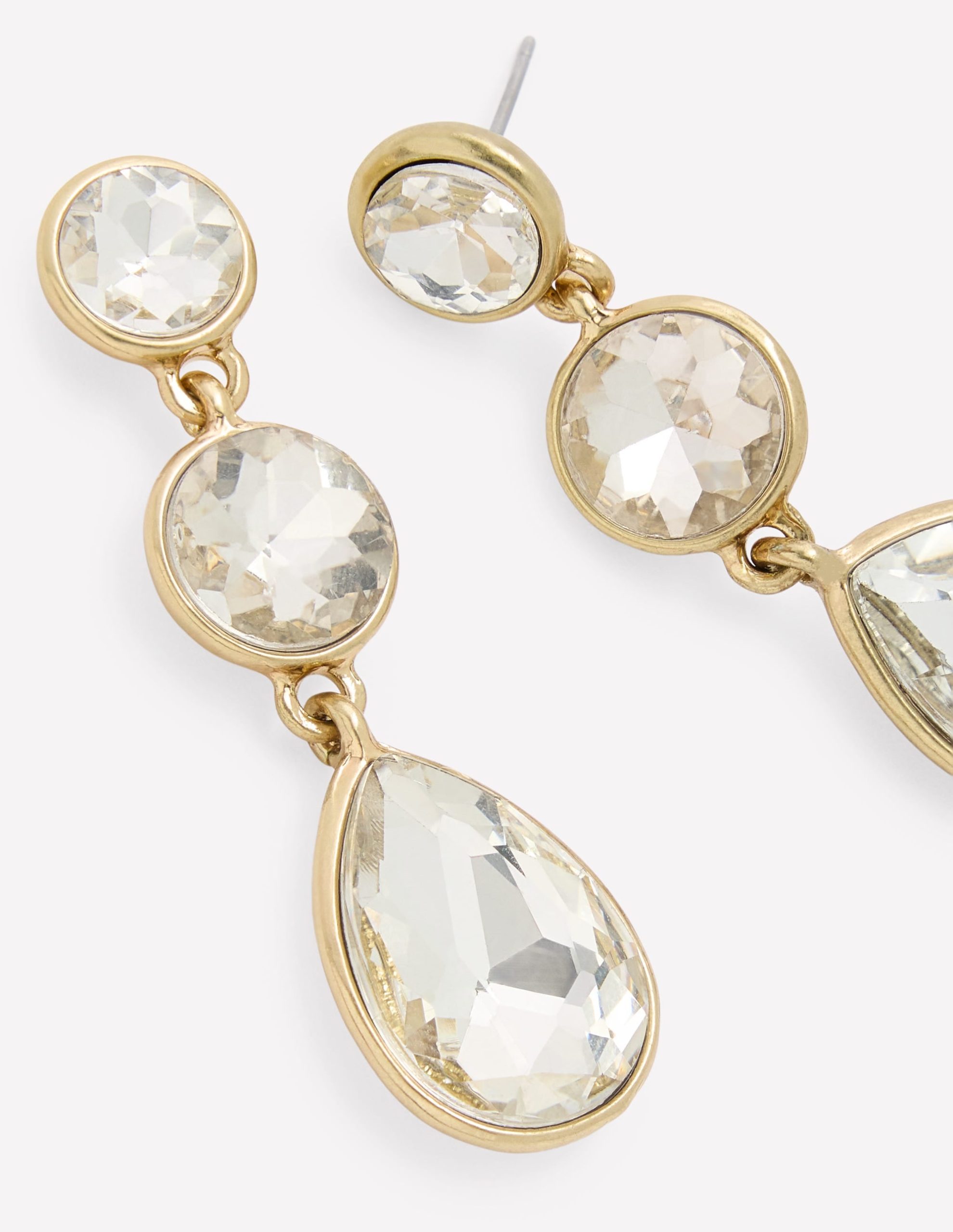 Small Jewel Drop Earrings-Clear - Image 3