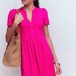 Naomi Short Jersey Dress-Pink Peony