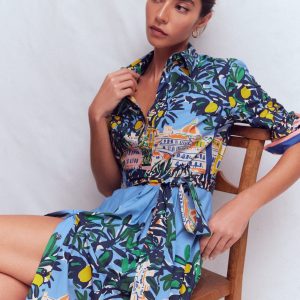 Alexa Long Sleeve Midi Dress-Multi Balcony Scene