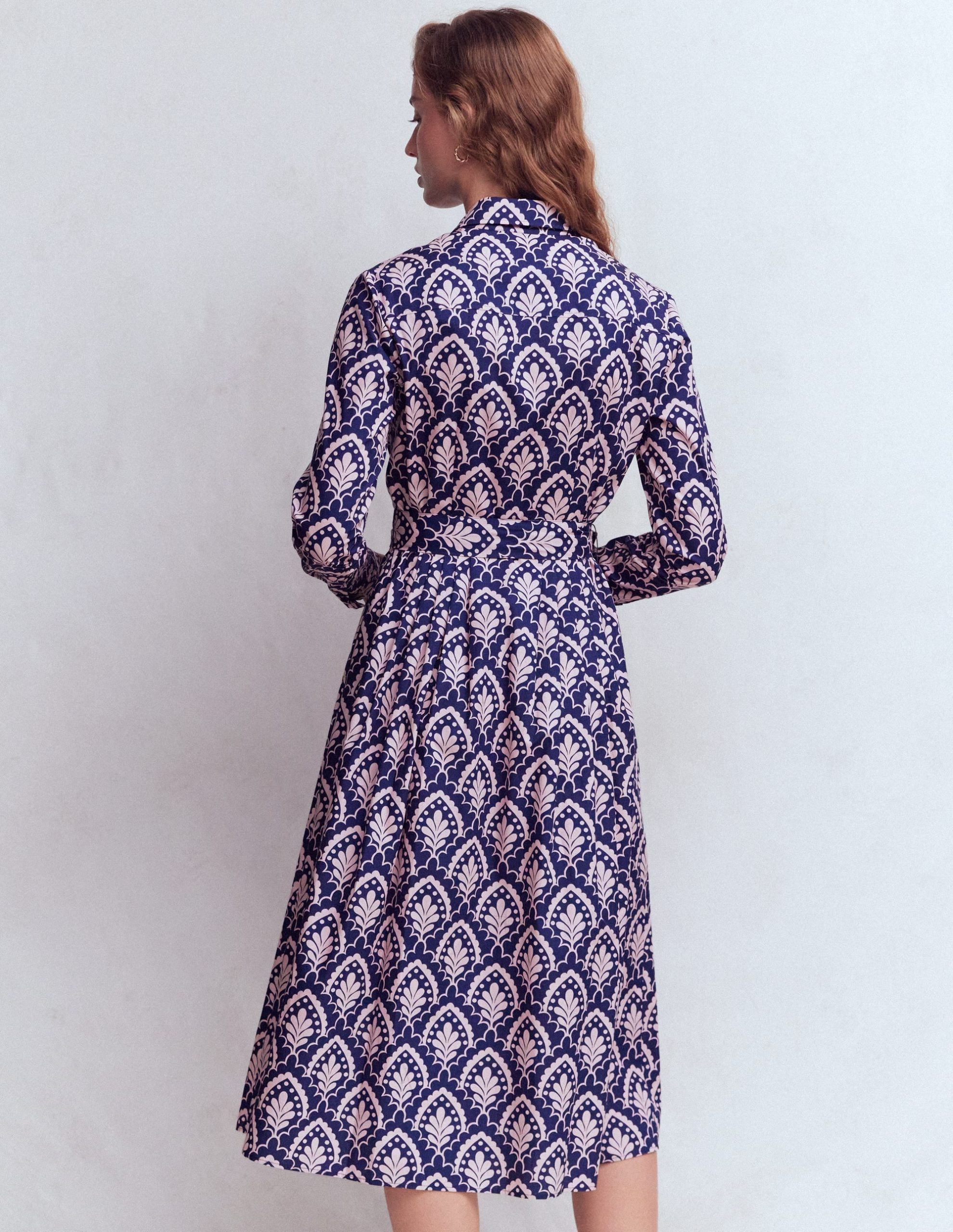 Alexa Long Sleeve Midi Dress-Navy Petal Terrace - Image 3