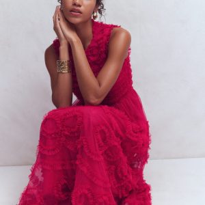 Tulle Bow Party Dress-Vibrant Pink