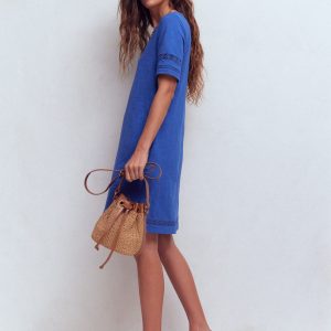Hattie Jersey T-shirt Dress-Denim Blue