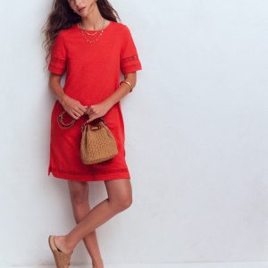 Hattie Jersey T-shirt Dress-Red Coral