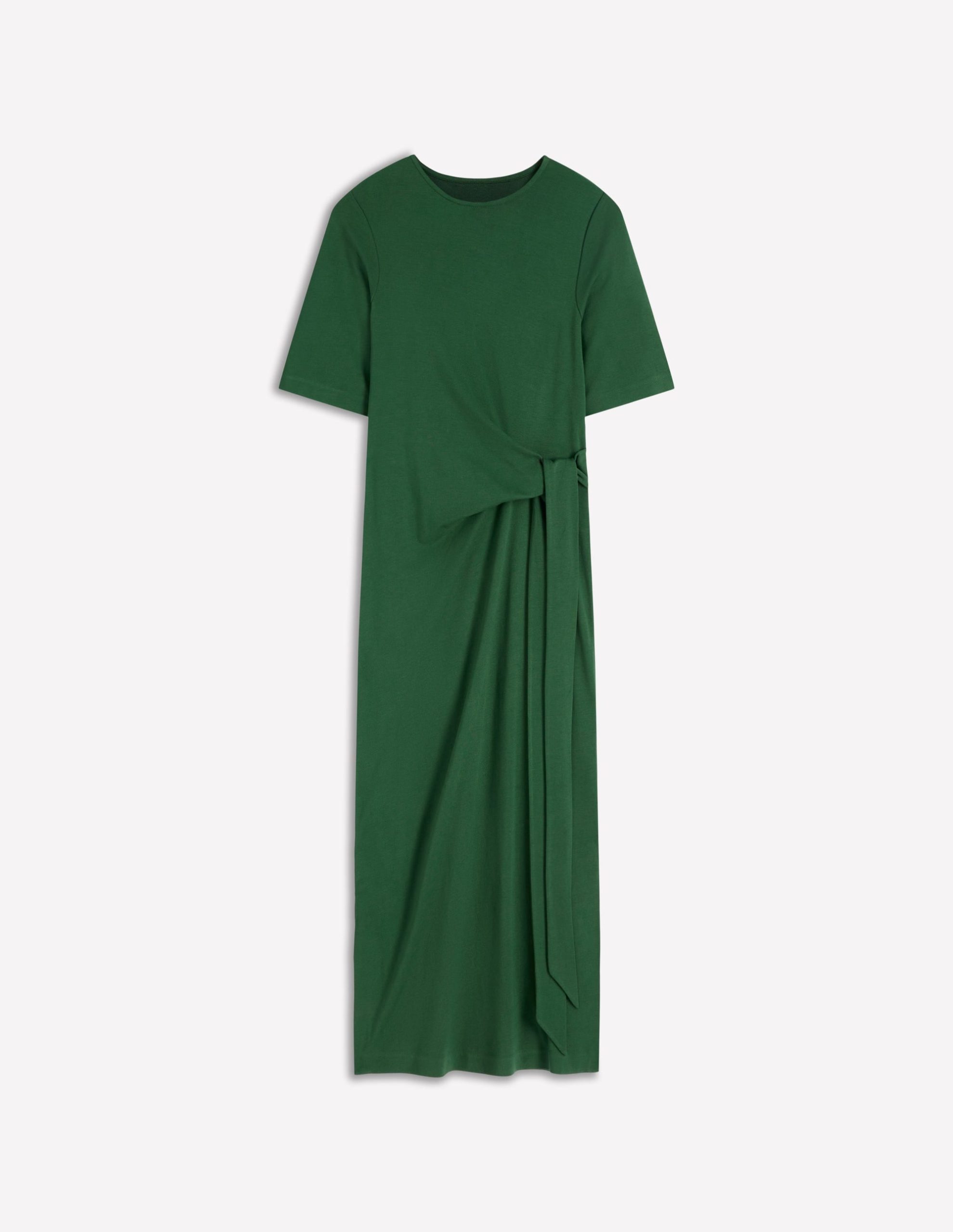Zinnia Tie Ponte Midi Dress-Dark Green - Image 5