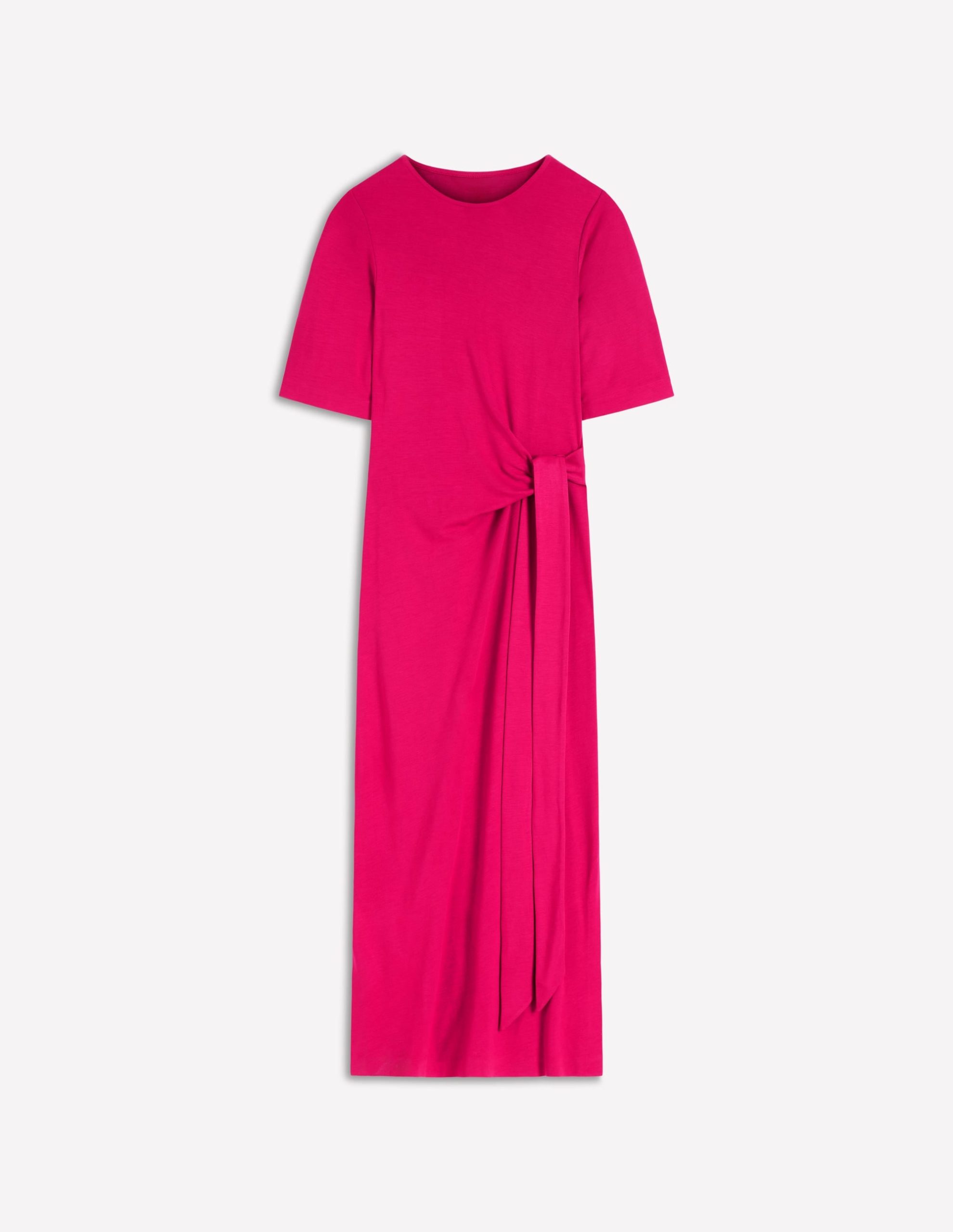 Zinnia Tie Ponte Midi Dress-Vibrant Pink - Image 6