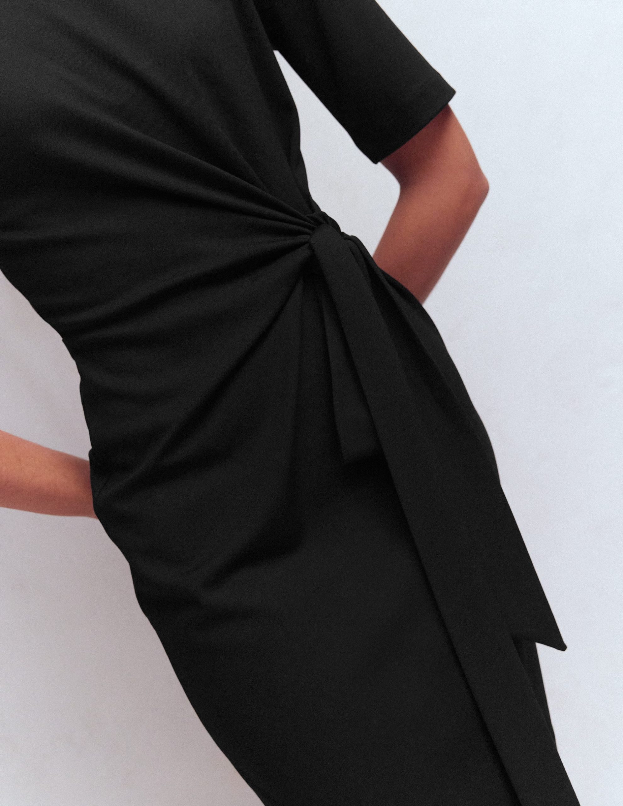 Zinnia Tie Jersey Short Dress-Black - Image 2