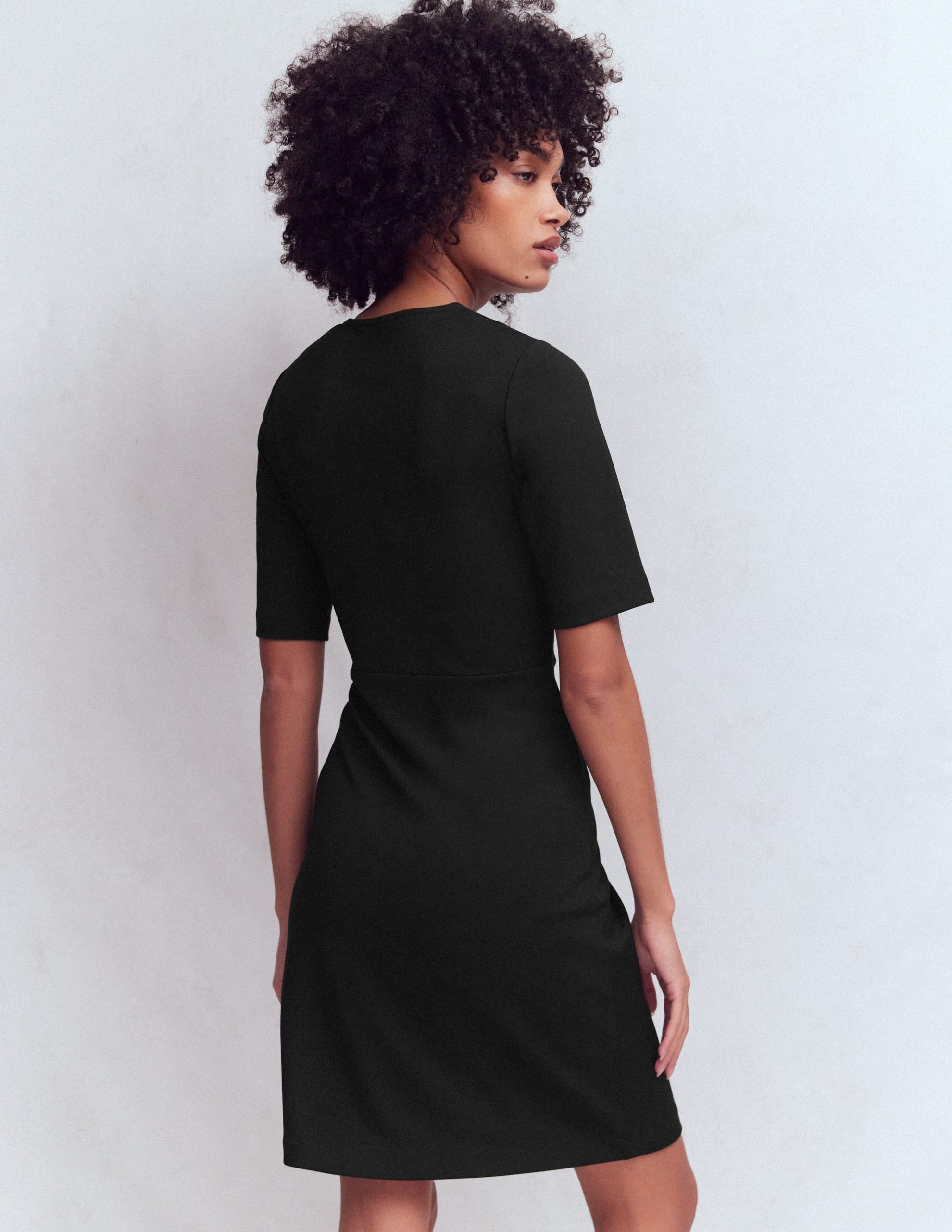 Zinnia Tie Jersey Short Dress-Black - Image 3