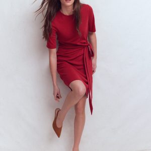 Zinnia Tie Jersey Short Dress-Rich Chestnut