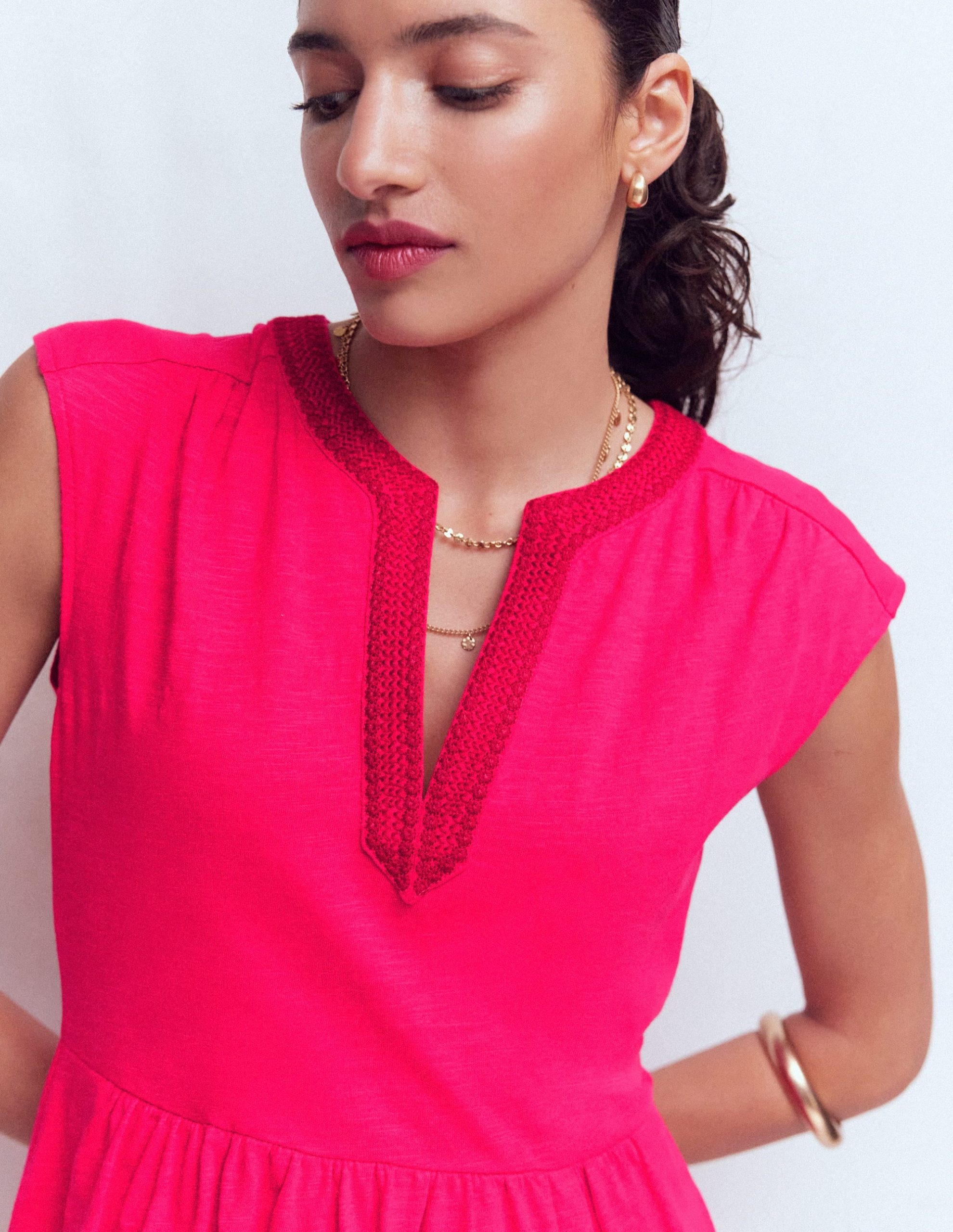 May Jersey Short Dress-Opulent Pink - Image 2