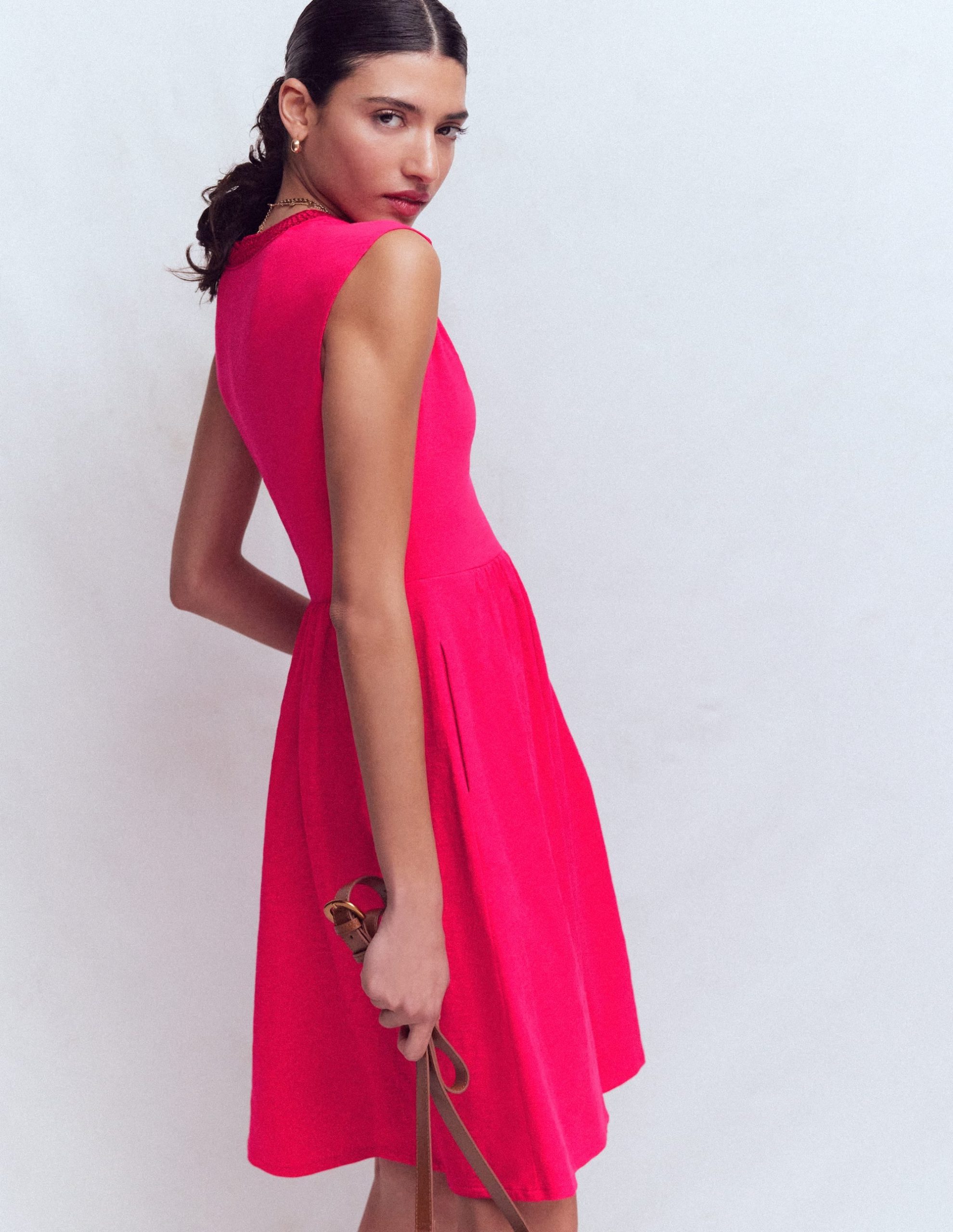 May Jersey Short Dress-Opulent Pink - Image 3