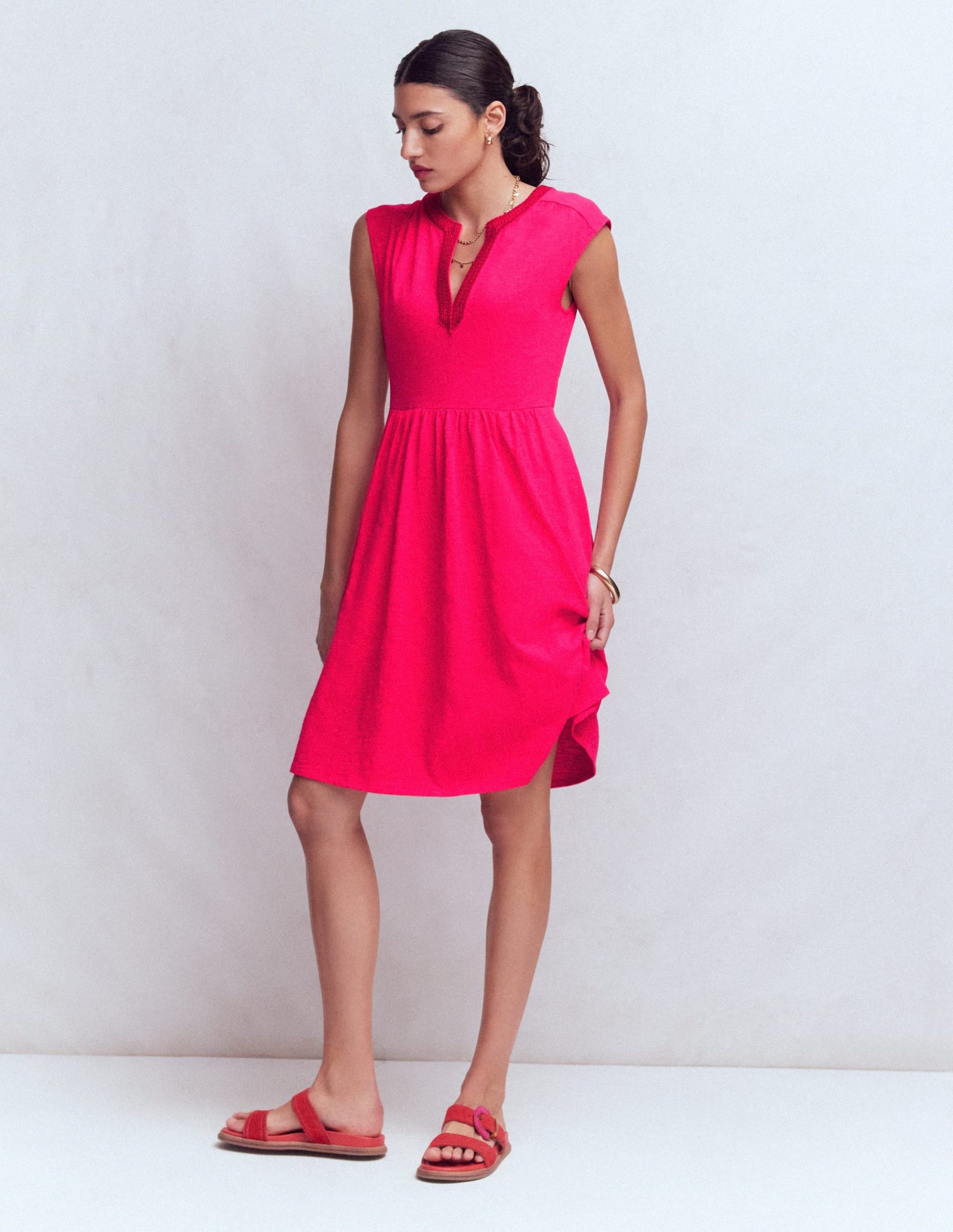 May Jersey Short Dress-Opulent Pink - Image 4