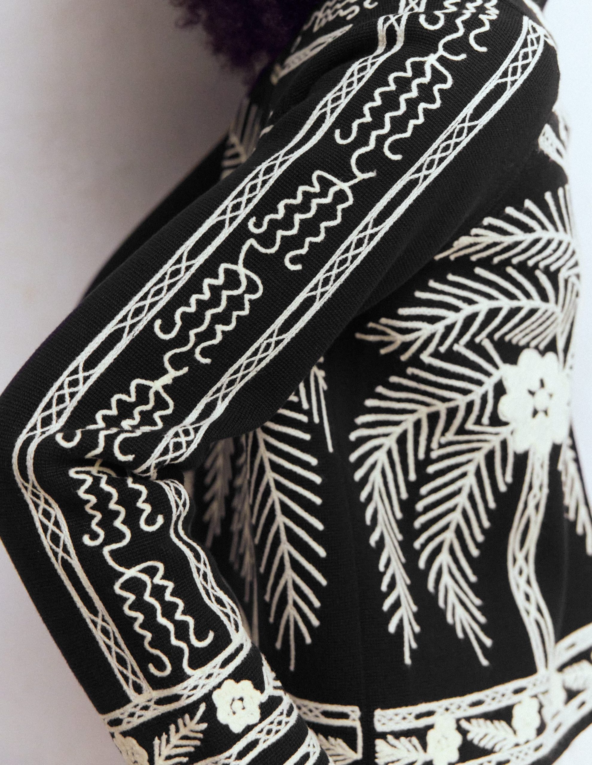 Elena Stand Neck Jacket-Black Embroidery - Image 3