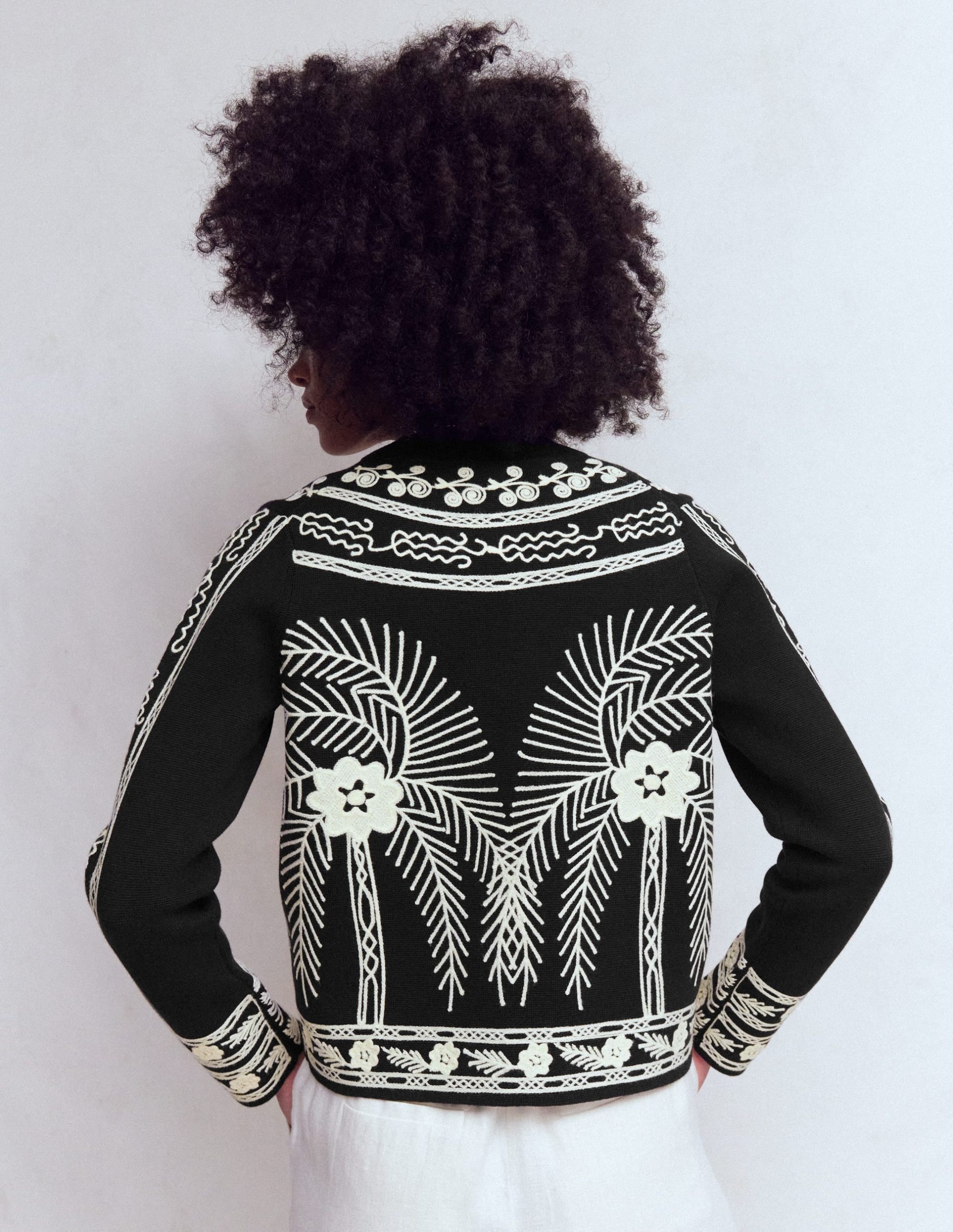 Elena Stand Neck Jacket-Black Embroidery - Image 4