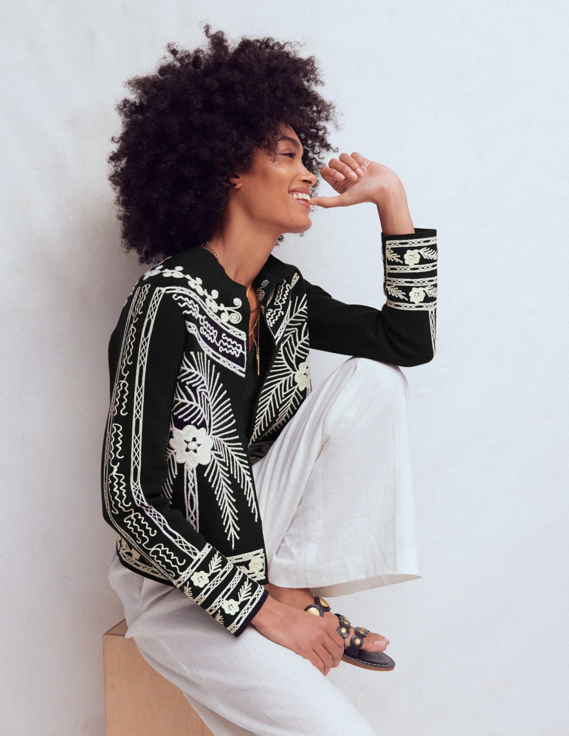 Elena Stand Neck Jacket-Black Embroidery - Image 6