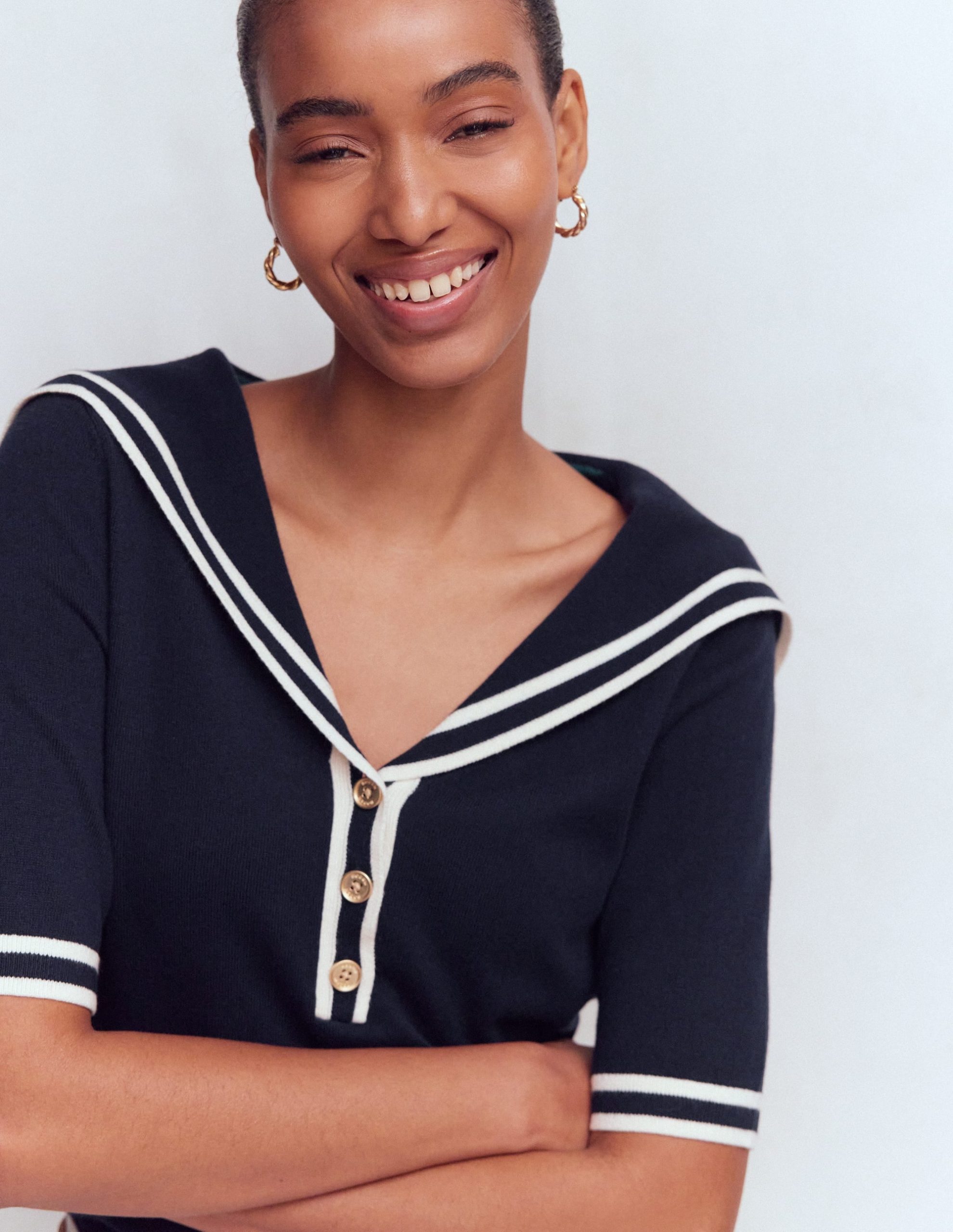 Sailor Collar sweater-Navy - Image 2