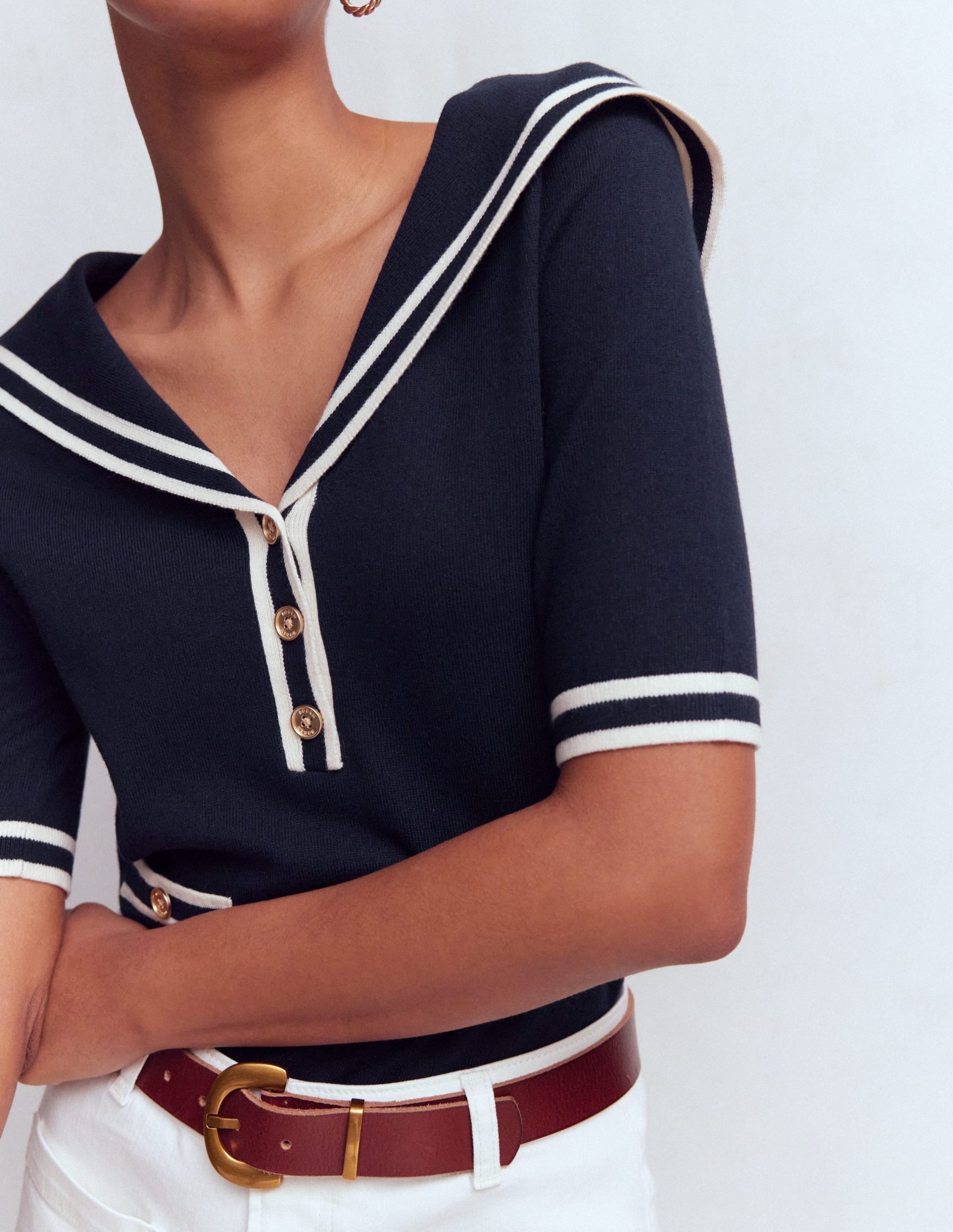 Sailor Collar sweater-Navy - Image 5