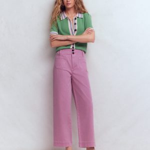 Patch Pocket Cropped Pants-Clover Purple
