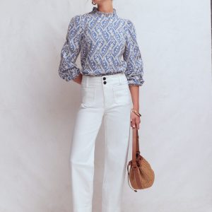 Patch Pocket Cropped Pants-White