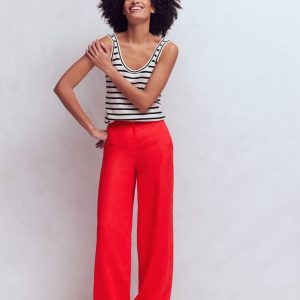 Belgravia Linen Pants-Poppy Red