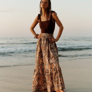 Abigail Poplin Maxi Skirt-Multi. Enchanted Gardenia