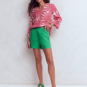 Pull-on Double Cloth Shorts-Shamrock Green