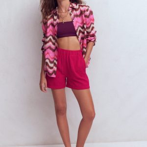Pull-on Double Cloth Shorts-Pomegranate