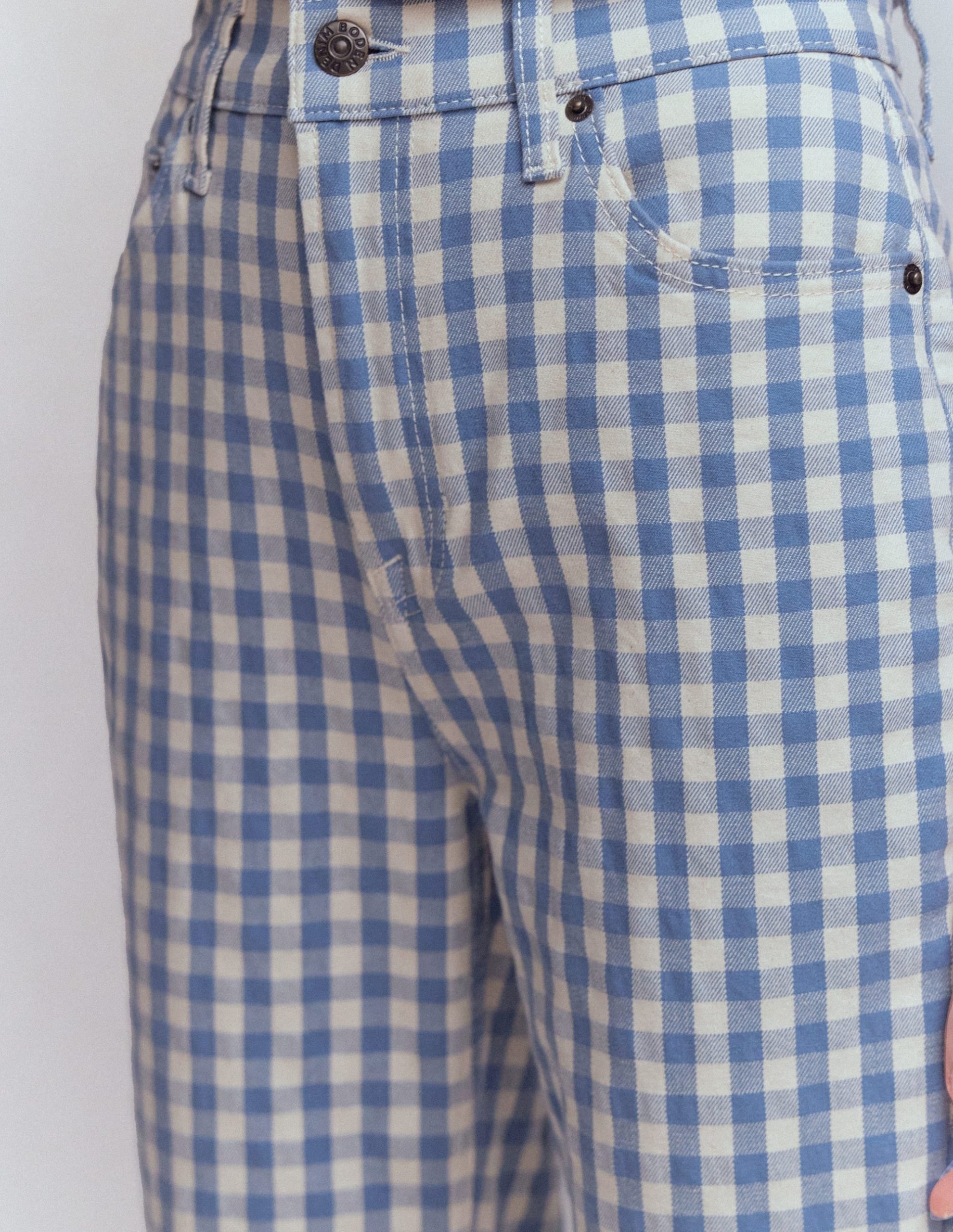 High Rise Straight Jeans-Blue Gingham - Image 2