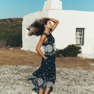 Verity Broderie Poplin Skirt-Navy