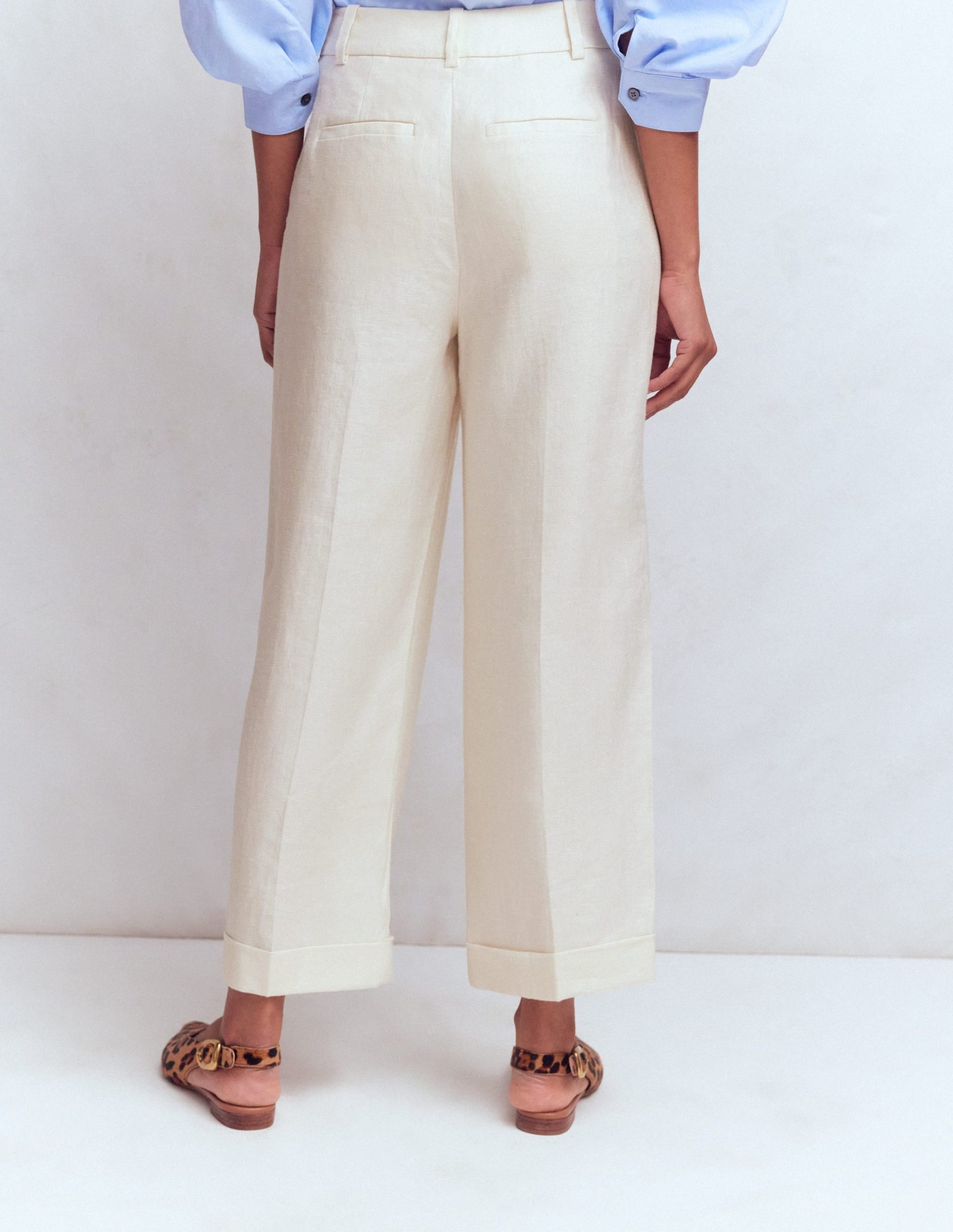 Chiswick Crop Linen Pants-Ivory - Image 3